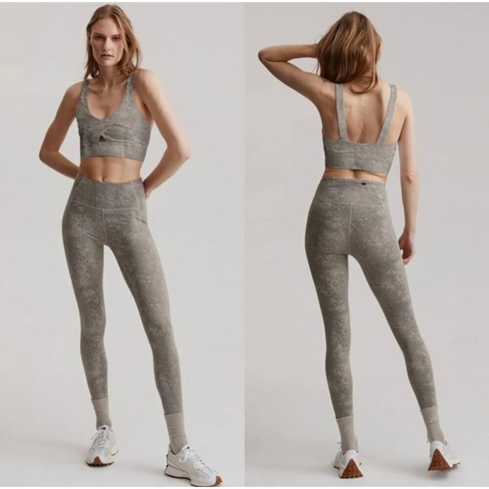 Varley Lets Go Night Running Reflective High Waist Leggings Size XS Seneca Snake